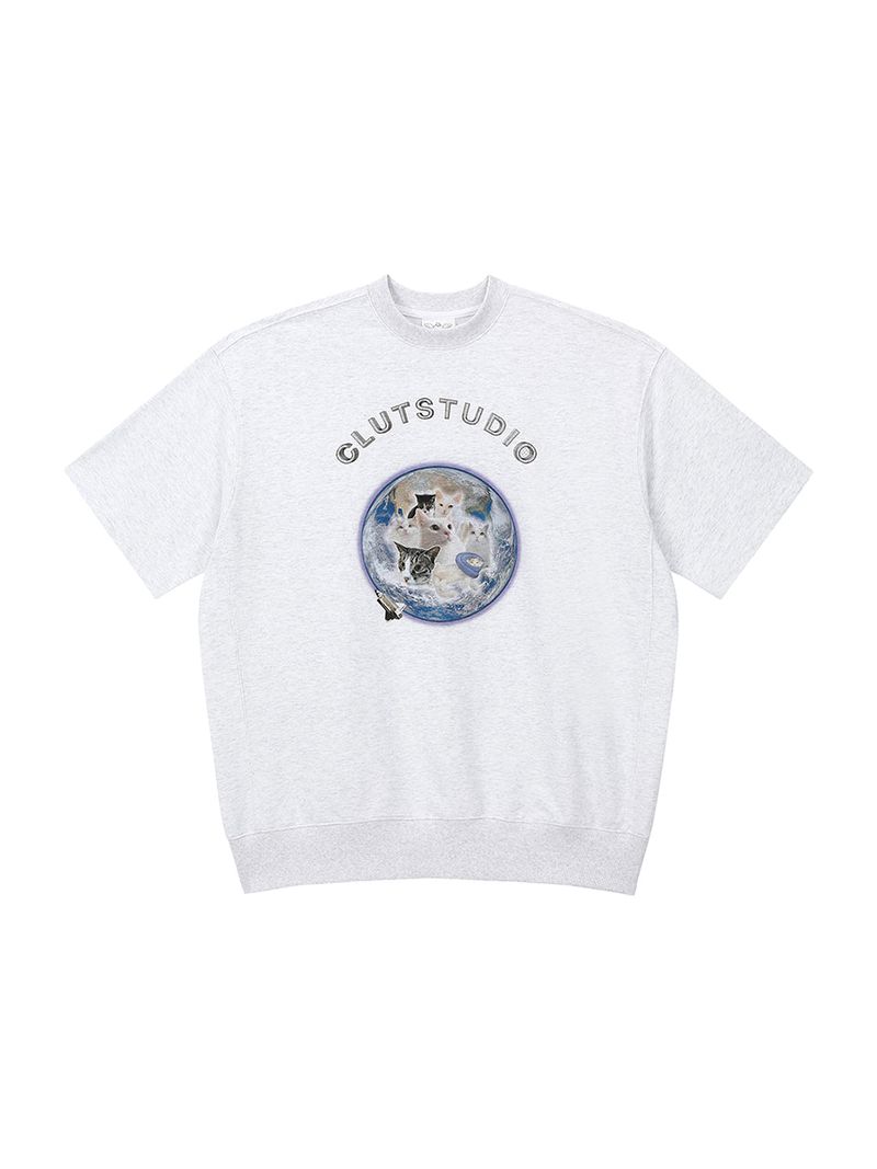 0 4 cat planet half sweat shirt