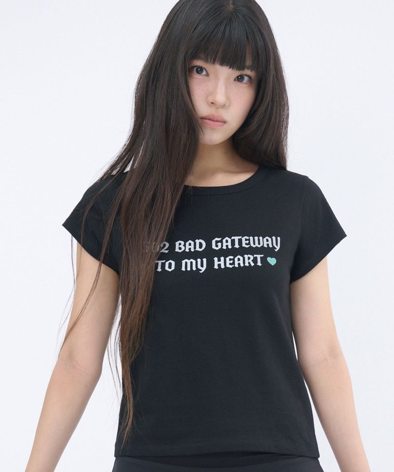 502 GLITTER LETTERING T SHIRT - BLACK