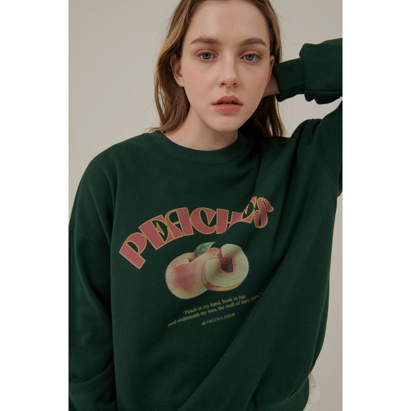 PEACHES DRAWING SWEATSHIRT_DEEP GREEN