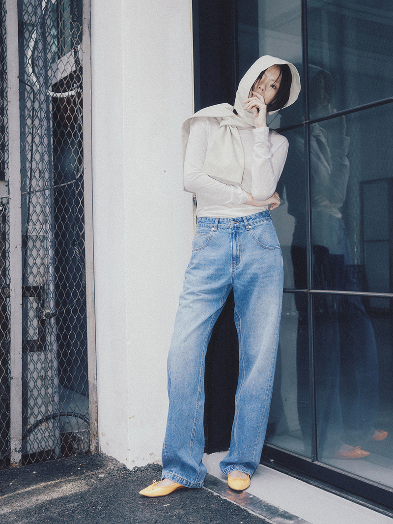 Tapered Round Denim Pants Indigo