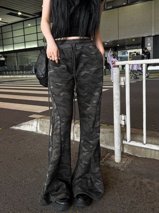 Camo Long Slim Flare Pants