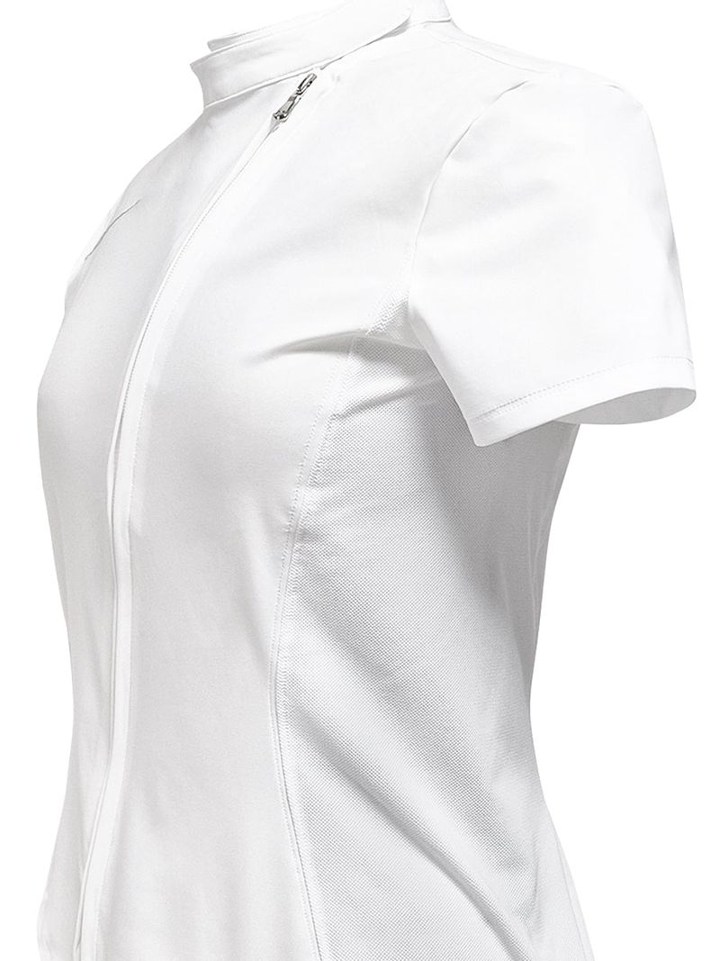  CURVED ZIP-UP SHIRT . WHITE