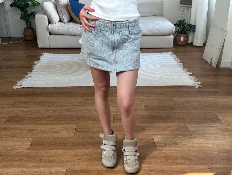 zip sweat mini skirt