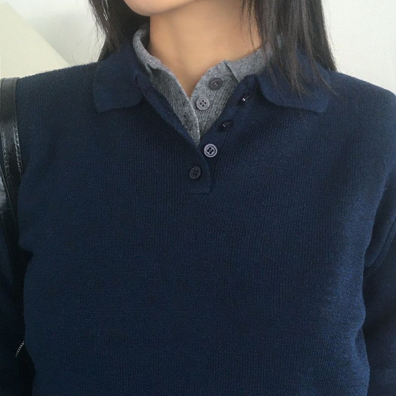 cdan collar button slim fit knitwear