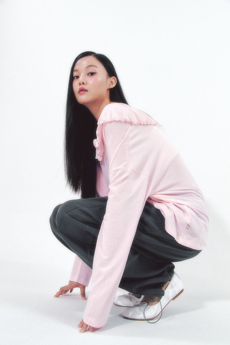 Pleats Skirt Cargo Pants Set Charcoal