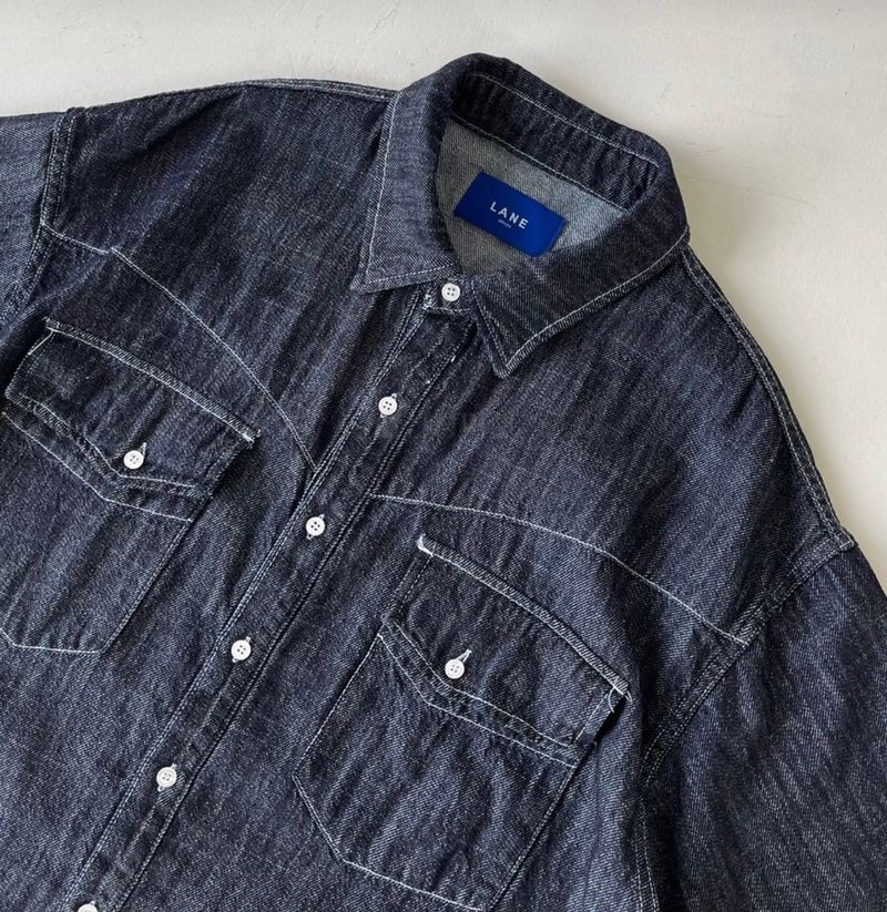 LINEN WESTERN DENIM HALF SHITRS(2COLOR)