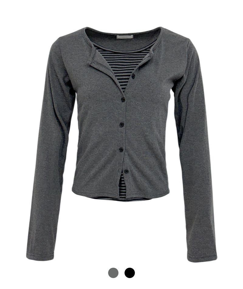 Cozy&Kitsch（コージーアンドキッチ）の「Glen Stripe Layered Cardigan（Tops）」