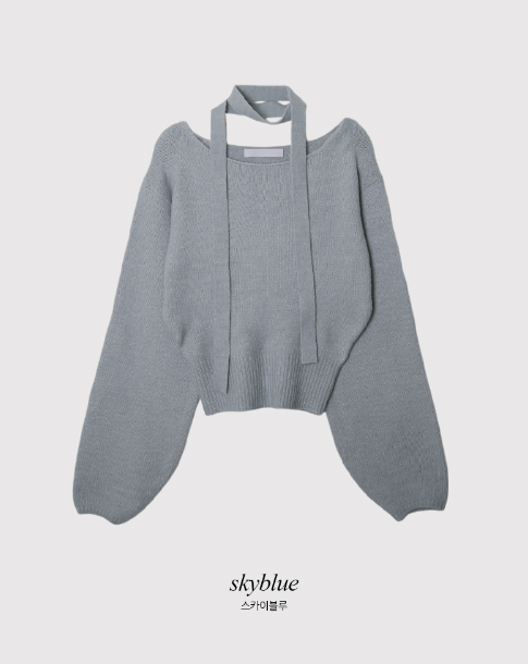 PV One Shoulder Knit + Tie Set (6color)