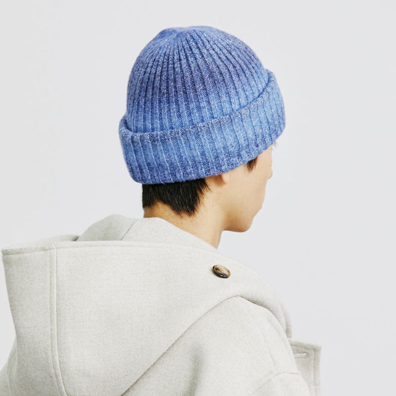 WOOL BLENDED KNIT GRADATION BEANIE BLUE