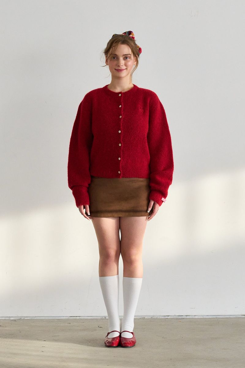 CLASSIC BUTTON CARDIGAN RED