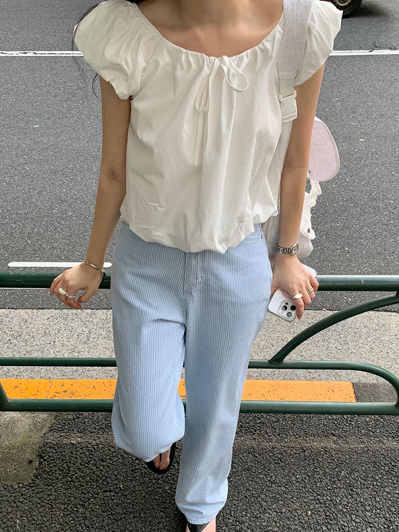 [MADE] Weare Ribbon Puff Blouse