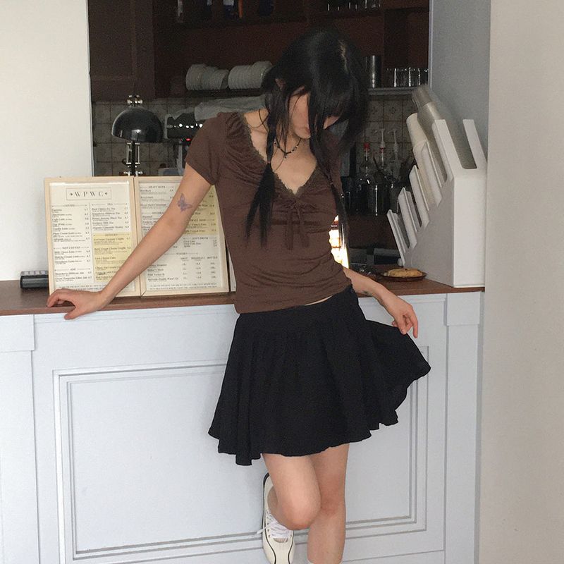 Renka wrap button mini skirt