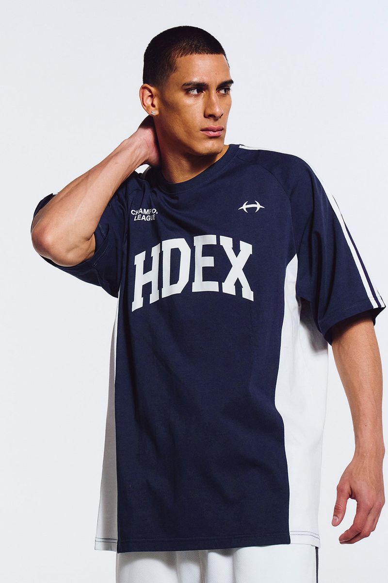 Side Color Block Short Sleeve Navy