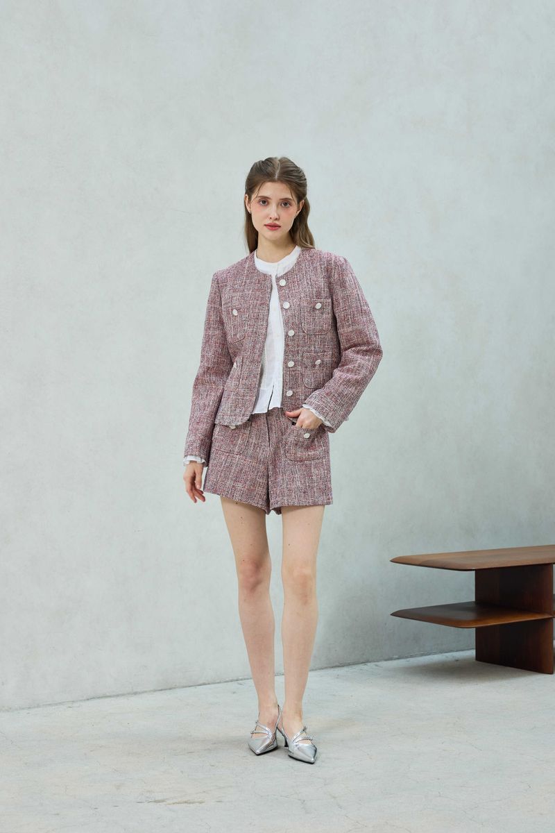CHERISH TWEED SHORTS PANTS / RED