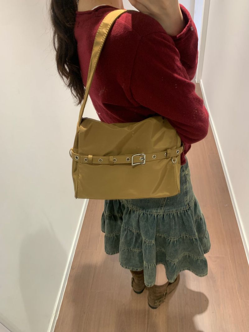 Wheel Buckle Up Shoulder Bag  (4color)