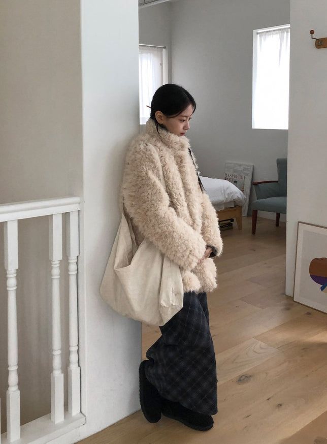 Bihin Collar Half Fur Jacket