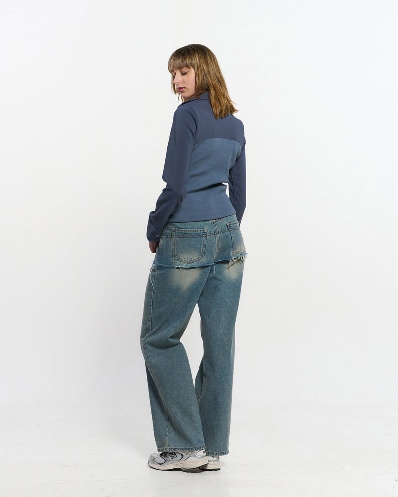 Ribbed Slim Zip-up _ BLUE