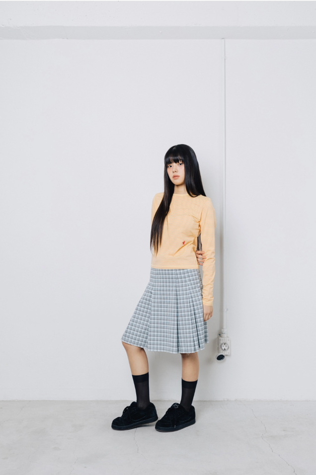 TTTTwister Pleat Skirt - Check Grey