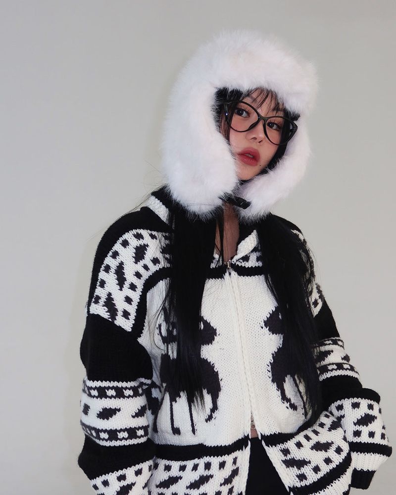 Delight-J（ディライトジェイ）の「Mink fur earrings Baraklava Truffer hat（Hats）」