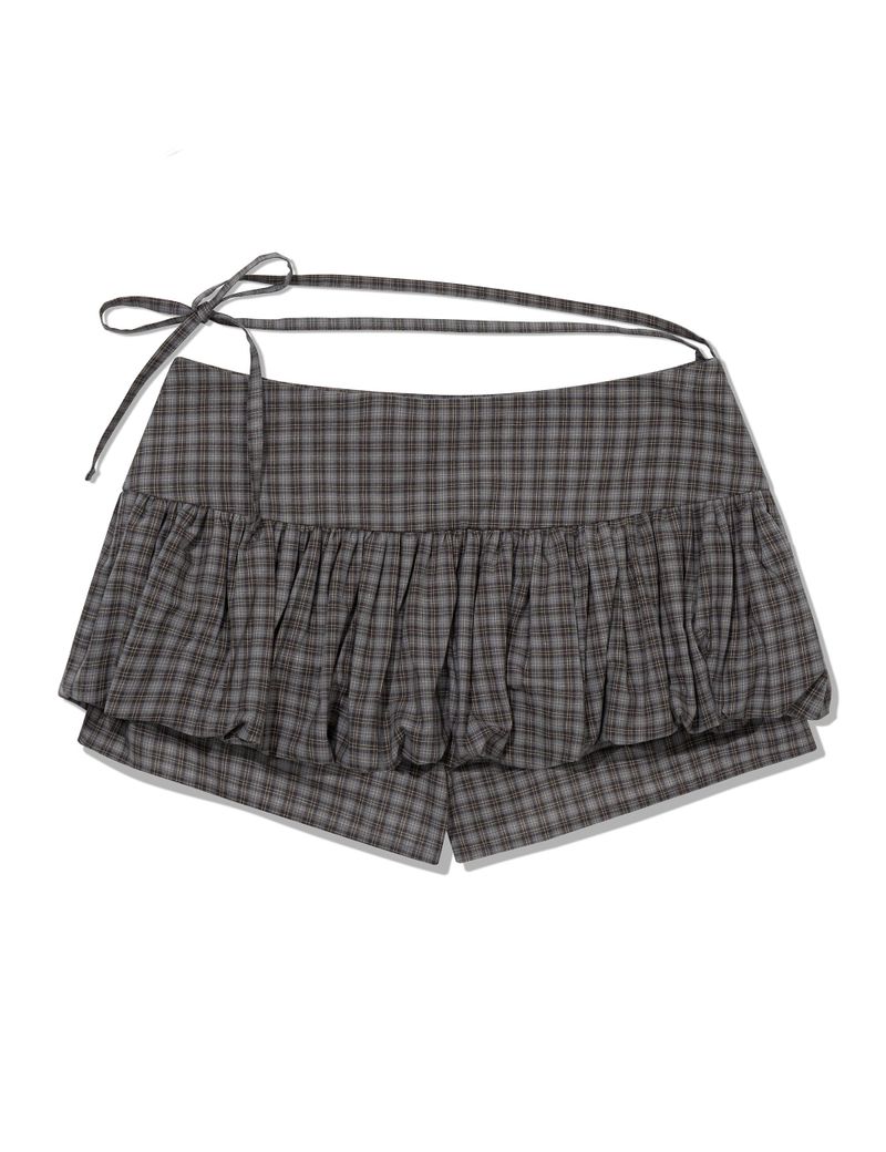 CHECKERED PUMPKIN SKIRT PANTS(GREY)