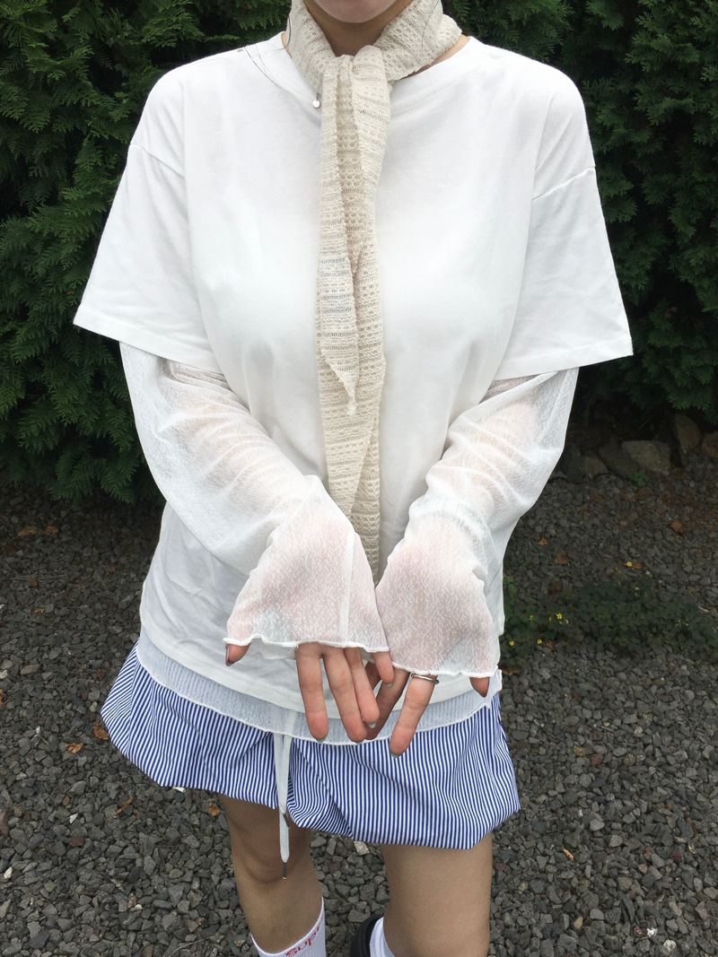 Sheer See-Through Layered Long Sleeve (4c)