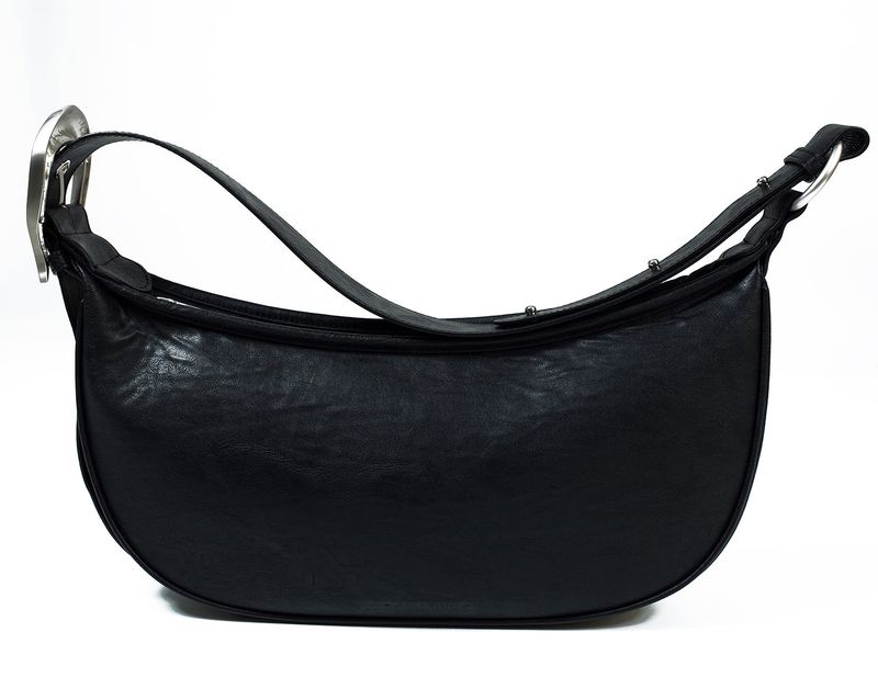 H-Buckle Soft Leather Hobo Bag (black)