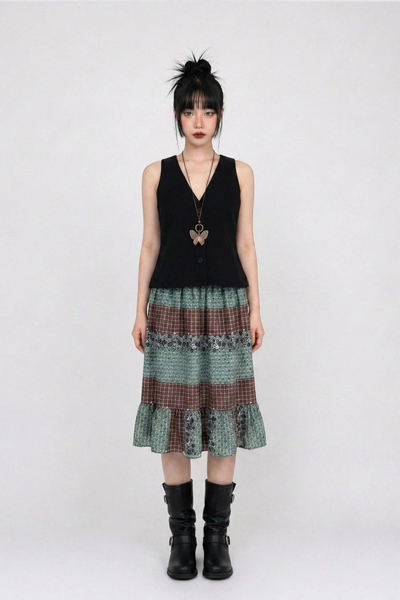 NATURAL LINEN BUTTON VEST (BROWN, BLACK 2COLORS!)