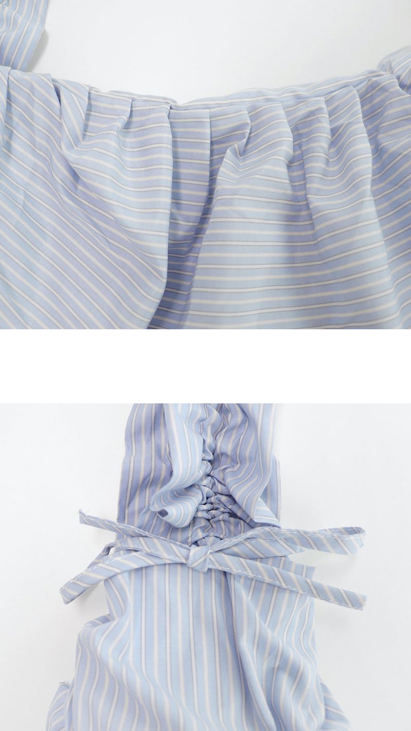 Ore Stripe Shirring Shoulder Crossbag