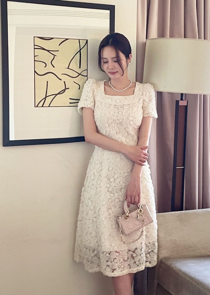 Love Square Flower Flare One Piece