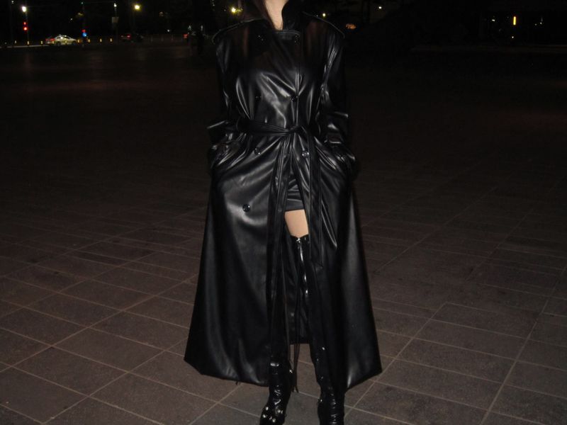 Double leather long coat