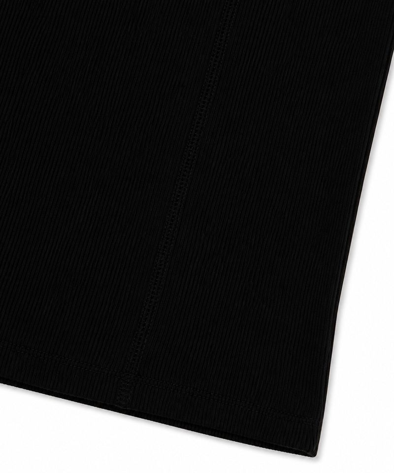 Ribbed incision henry neck sleeveless - black