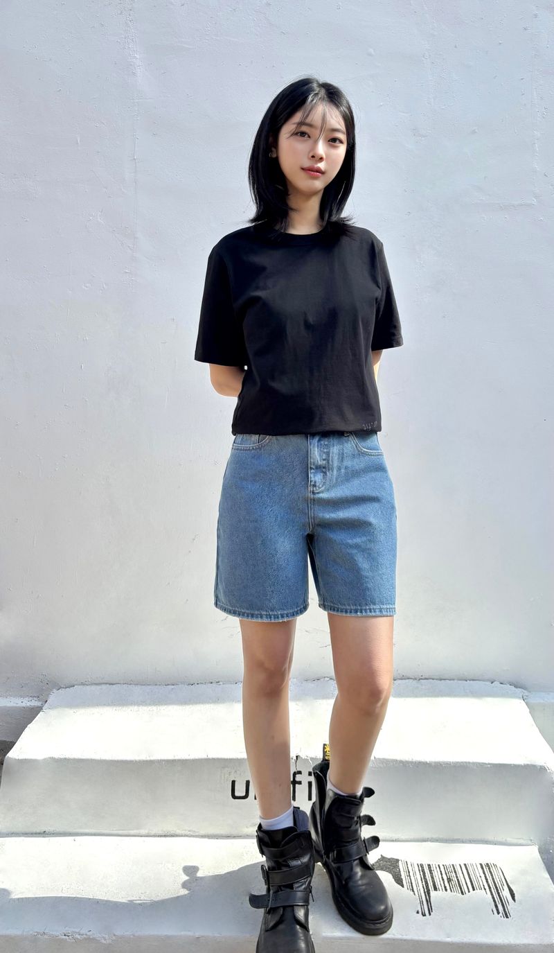 MEDIUM INDIGO DENIM SHORTS code 25008