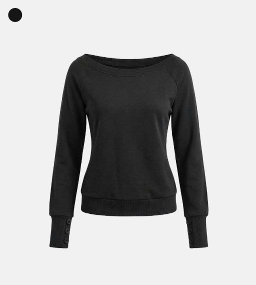 Soft button sleeve sweatshirt