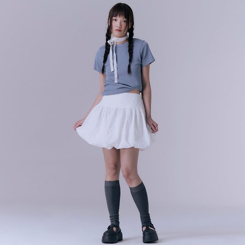 Flower-filled balloon skirt (WHITE)