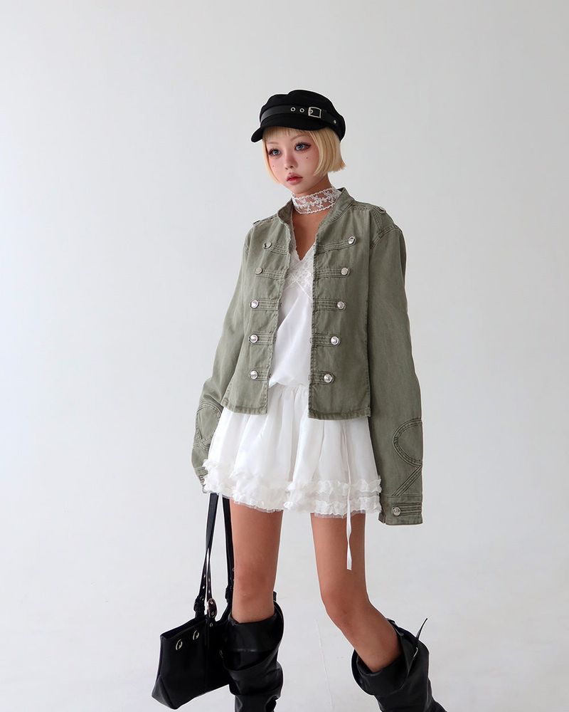 Napoleon Button Shoulder Straps Slim Jacket