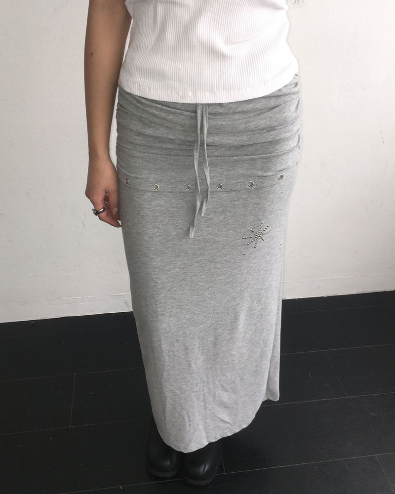 Layered stud long skirt