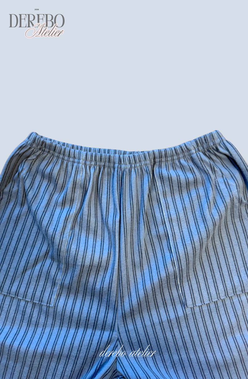 blue stripe fleece pajamas