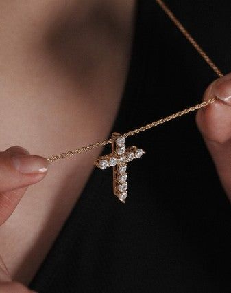 Cross Rope Chain Necklace Gold-L