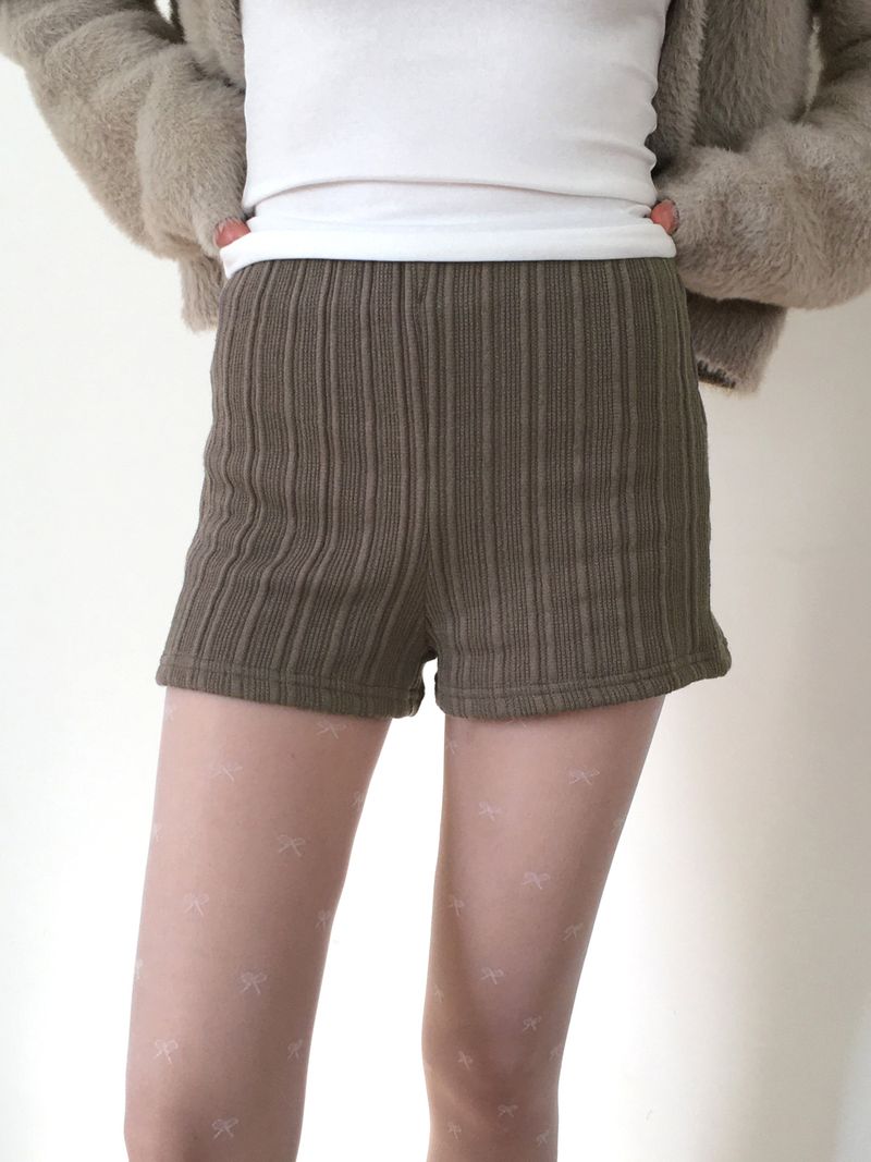 [Brushed lining] syoota ribbed short knit pants
