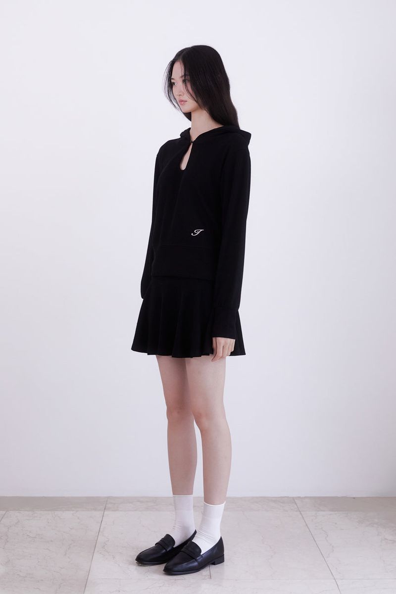 Knit mini flare skirt (BLACK)