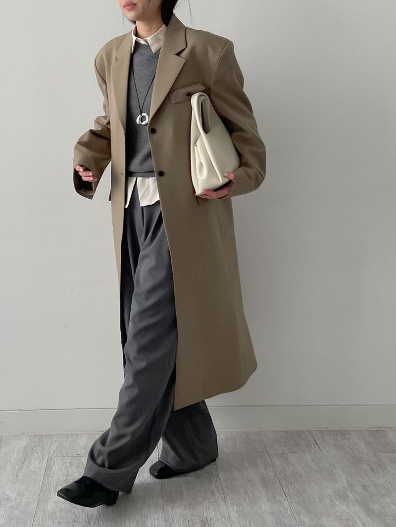[SS] Flannel Pocket Overfit Long Coat