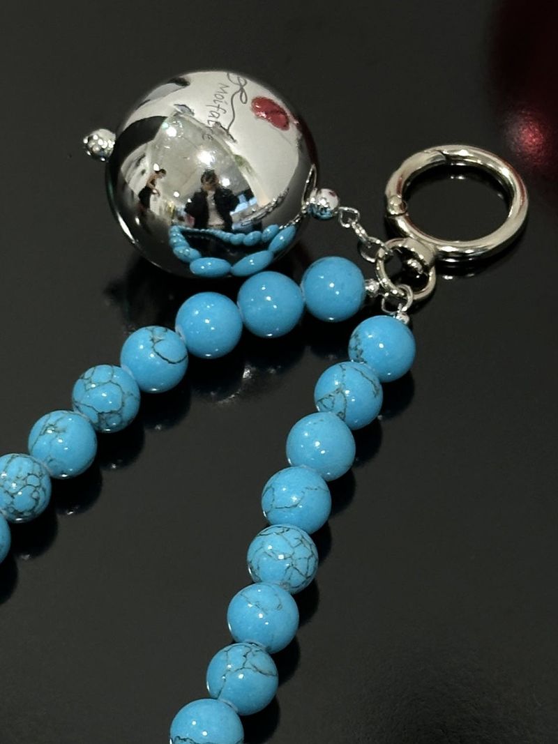 SILVER WIDE BALL KEYRING / BLACK