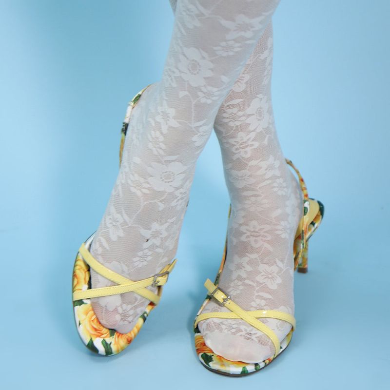 retro flower tights (ivory)