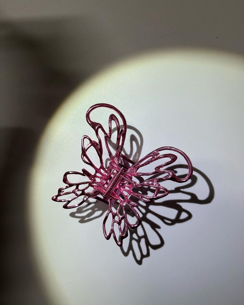 Pink butterfly hairpin