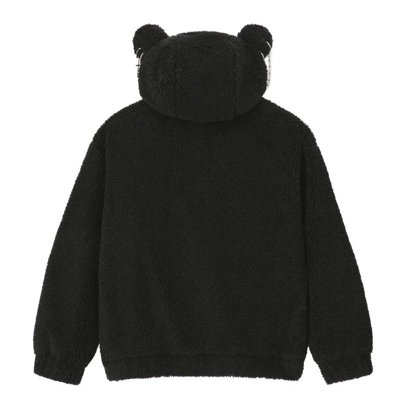 0 1 punk bear fleece jacket - BLACK