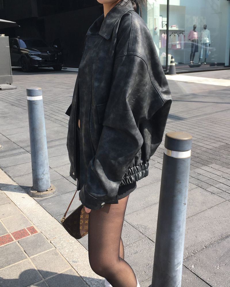 [Made] Rene leather jacket -black