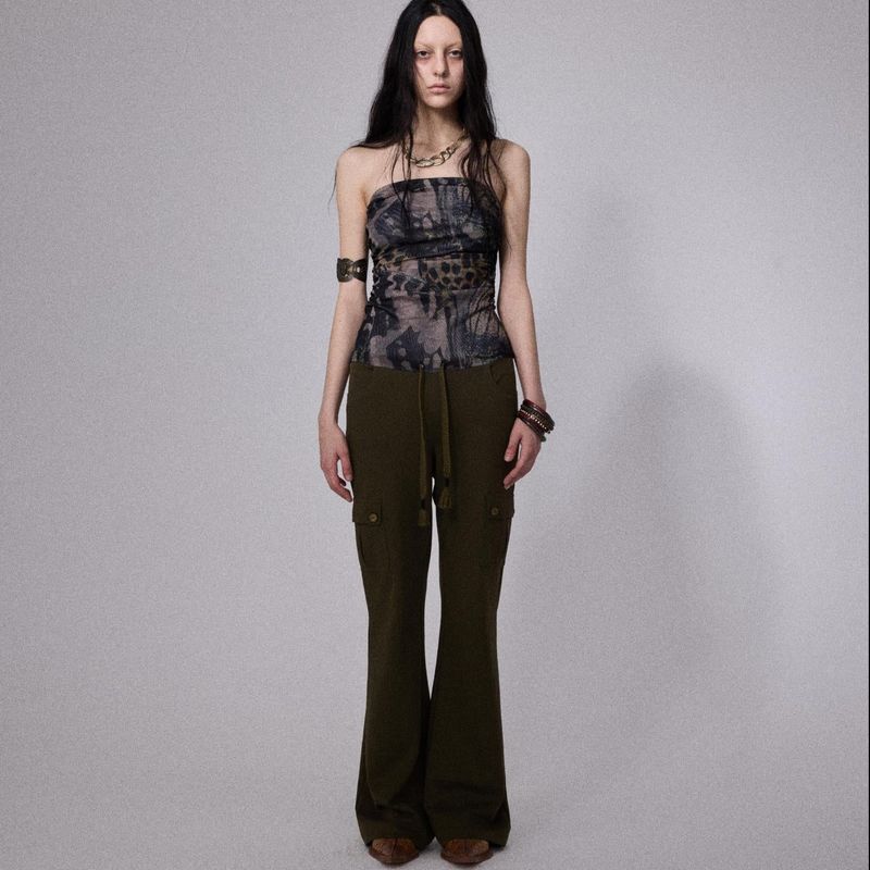 SHEISSHE/PRINTED PATCHWORK FLARED JUMPSUIT