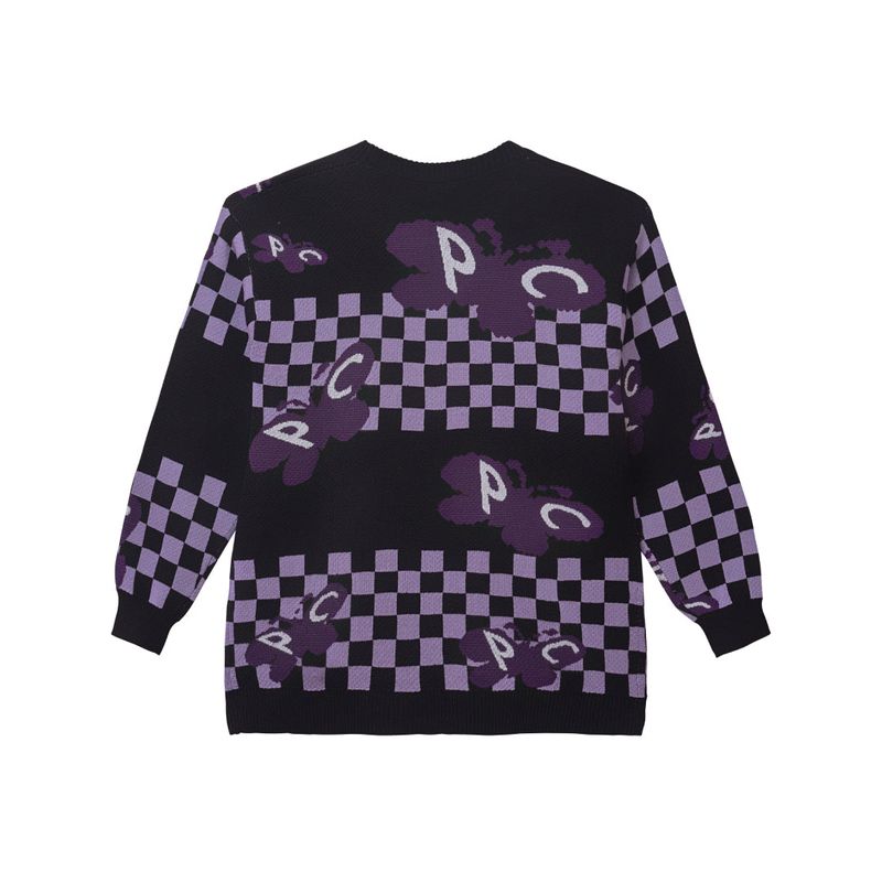 Social Butterfly Knit Cardigan - Black, White, Purple & Soft Purple