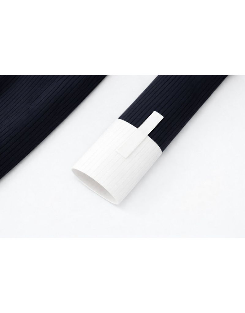 Ellie Off-Shoulder Tie Ribbed Knit Navy