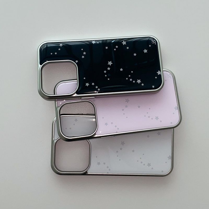 [MADE] SRARRY NIGHT PHONE CASE WHITE (epoxy silver bumper)